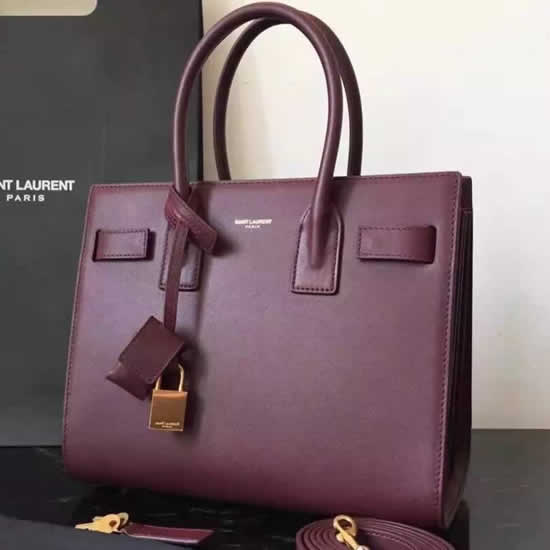 Replica Saint Laurent Baby Sac De Jour Bag In Burgundy Leather